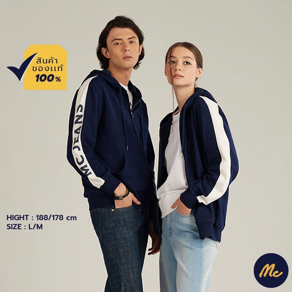 Mc JEANS เสื้อกันหนาว Hoddie สีกรมท่า MJHP159
